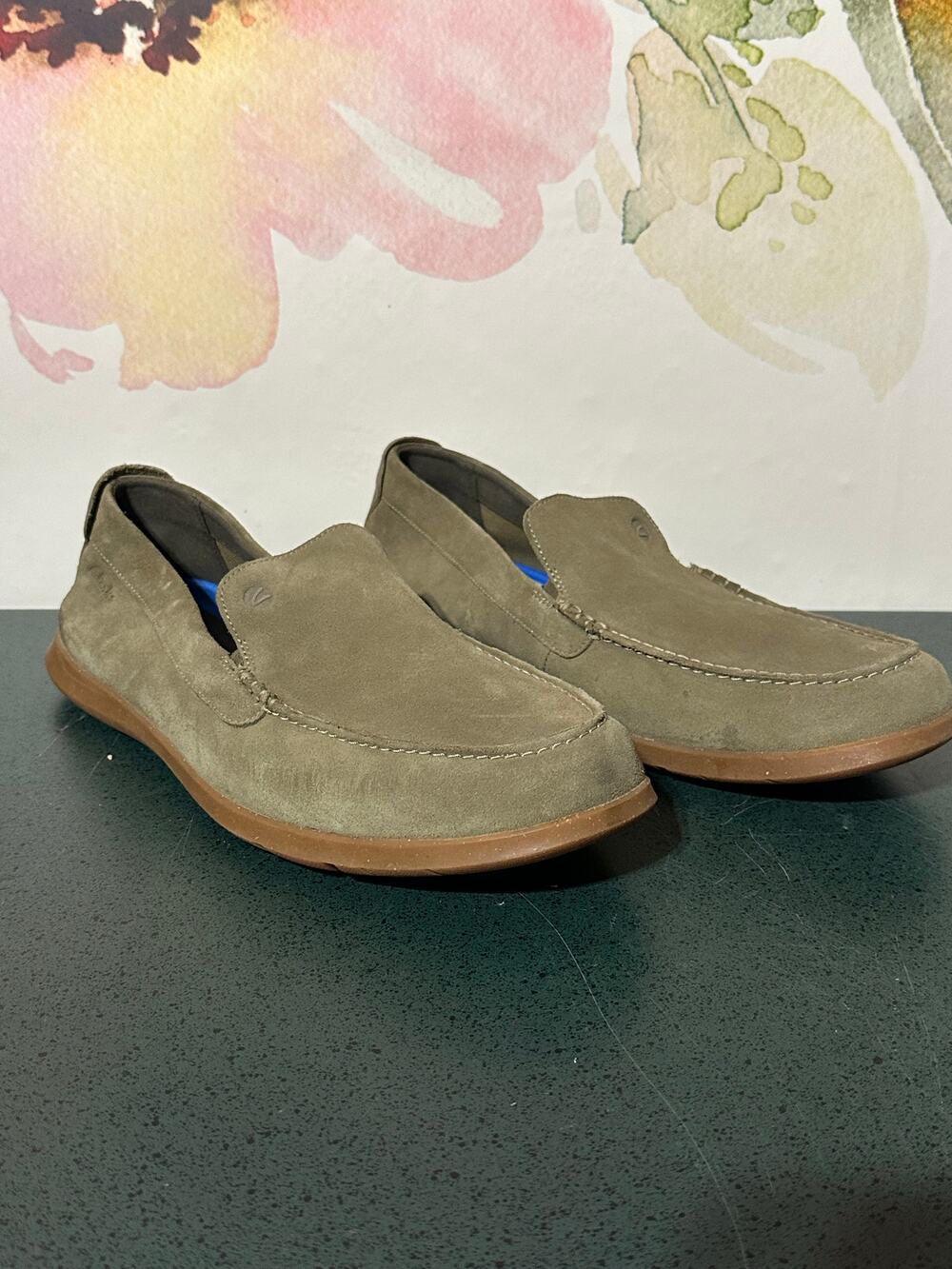 Clarks Collection Flexway Step Flexway Step US 13 Olive Suede Driving  Deck